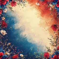 Wall Mural - Colorful French Celebration Background with Midsummer Elements

