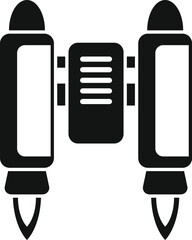 Poster - Black and white icon of a double jetpack generating thrust for future space exploration