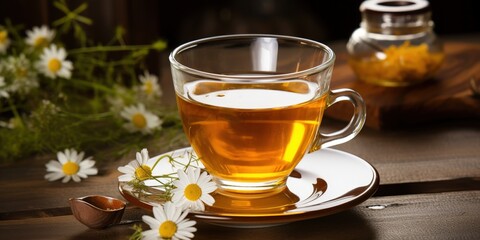 Poster - A Cup of Herbal Tea and Chamomile Flowers