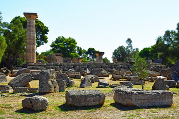 Poster - Ancient Olympia; Greece - august 30 2022 : archaeological site