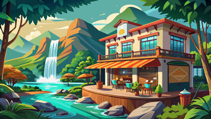 Wall Mural - Beautiful waterfall, bakery fall