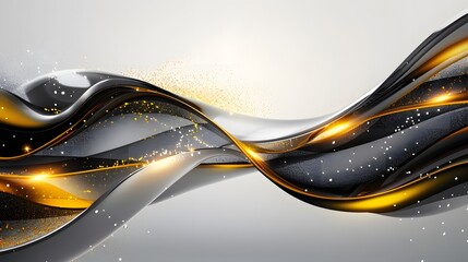 Wall Mural - black and gold wave on white background concept