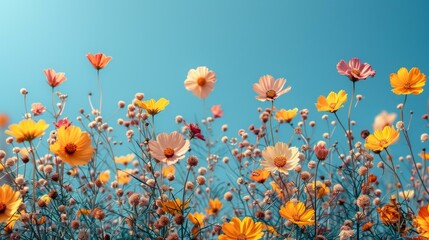 Wall Mural - Vibrant Field of Wildflowers on a Sunny Day