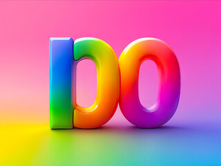 Wall Mural - DO 3d text in rainbow colors on solid rainbow colors background