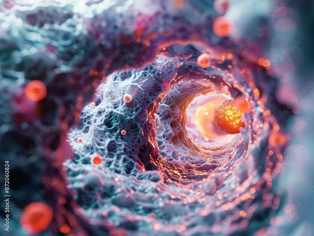 View of cancerous squamous cell carcinoma in the esophagus through a ...