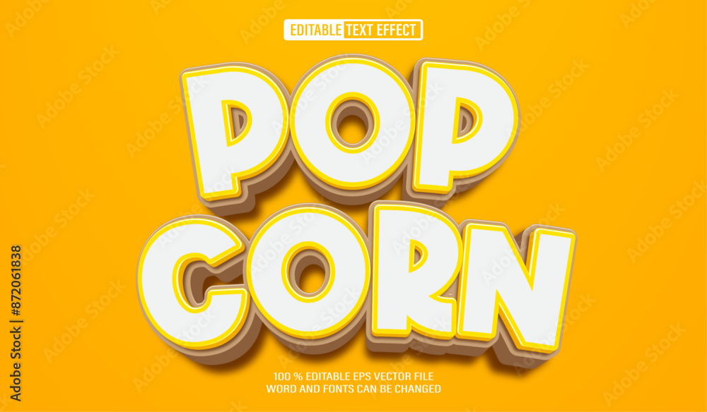 Editable 3d text style effect - Pop Corn text effect Template Stock ...