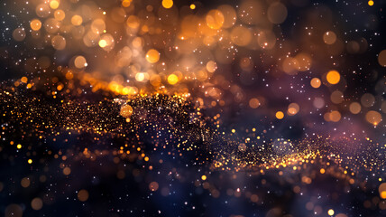 Wall Mural - Festive dark  backdrop with gold glitter and bokeh. Perfect for New Year, birthdays, and holiday celebrations.