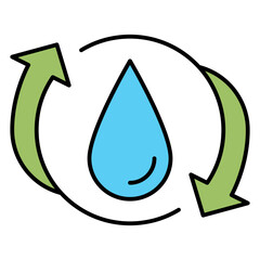 Wall Mural - recycling or save water line filled icon