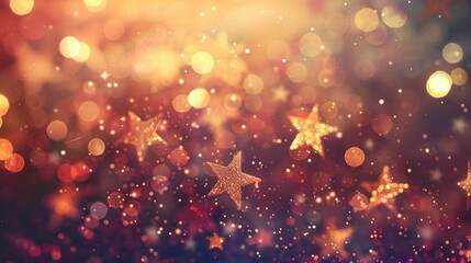 Wall Mural - Elegant festive background with bokeh lights and stars Texture