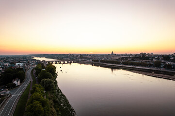 Wall Mural - A golden dawn over the loire river