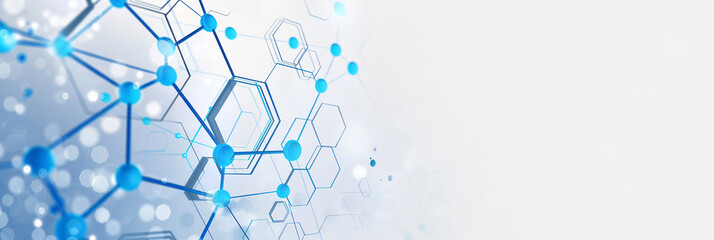 Aufkleber - Abstract blue hexagon molecular structure connecting on white background