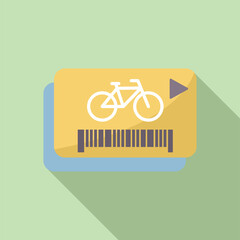 Poster - Yellow card with bicycle icon and barcode allowing access to a bike sharing service