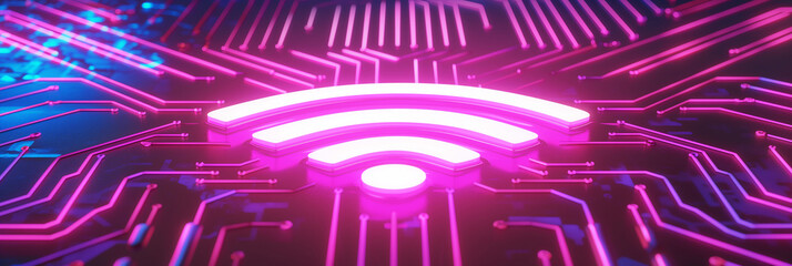 Poster - Wifi symbol glowing on circuit board showing internet connection