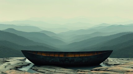 Wall Mural -  Minimalist, surreal digital art of an oversized anchor, lying in the sand of a white desert, muted colors,