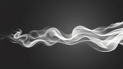 Canvas Print - Abstract white smoke illustration on black background. The design features fluid and dynamic shapes, creating an ethereal atmosphere with soft curves for commercial use. 