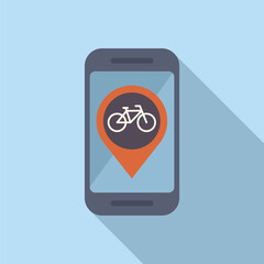 Sticker - Smartphone is showing bike sharing app with location pin and bicycle sign