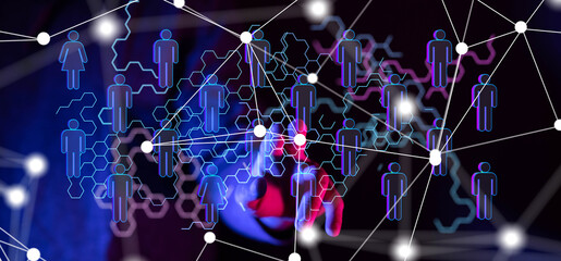 Wall Mural - Abstract technology group and data 3d