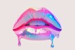 © Andrii  - Futuristic Neon Lipstick with Metallic Glitter Drip