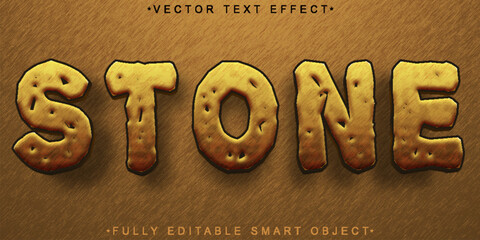 Sticker - Brown Stone Age Vector Fully Editable Smart Object Text Effect