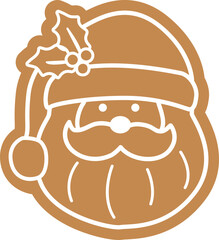 Wall Mural - Christmas Santa Claus face shaped gingerbread cookie  vector