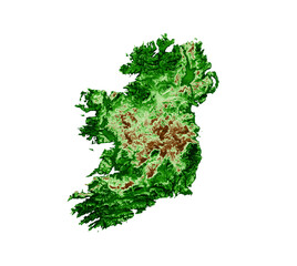 Poster - Ireland Topographic Map 3d realistic map Color 3d illustration
