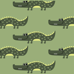 Wall Mural - pattern design for kids fashion with cute alligator drawing as vector