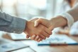 © MagicAI - Closeup of handshake over a desk, agreement, advisorclient relationship