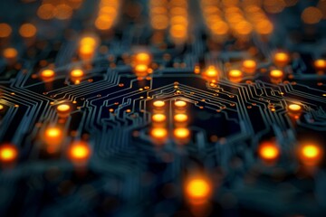 Wall Mural - Glowing Circuit Board Technology Background