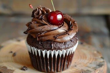 Wall Mural - Chocolate cherry cupcake