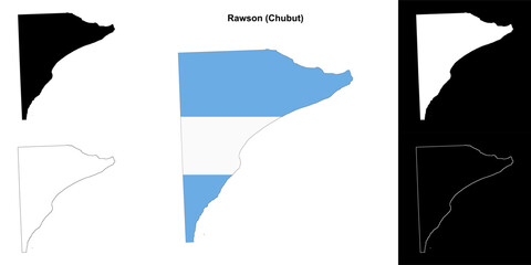 Wall Mural - Rawson department (Chubut) outline map set