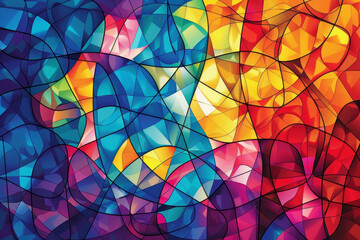 Wall Mural - A colorful abstract painting with a lot of different shapes and colors