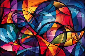 Poster - A colorful abstract painting with many different shapes and colors