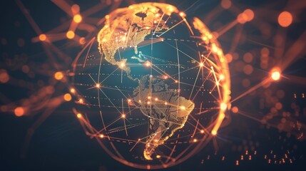Wall Mural - virtual connections on a high-tech world globe. generative ai image