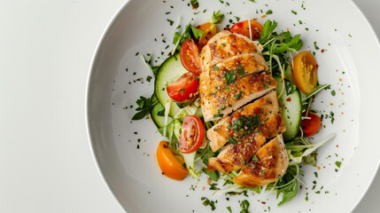 Wall Mural - A plate of grilled chicken and salad