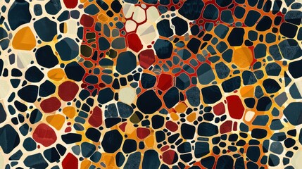 Wall Mural - Abstract Mosaic with Red, Yellow, and Blue Tones