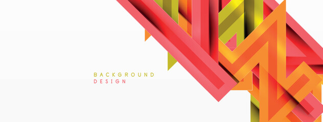 Wall Mural - Line zig zag dynamic geometric abstract background. Colorful lines with shadow and light effects, various routes concept. Vector Illustration For Wallpaper, Banner, Background, Card