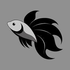 Sticker - Sleek Betta Fish Logo Vector for Minimalist Designs