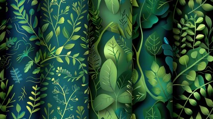 Wall Mural - Abstract Green Leaf Pattern