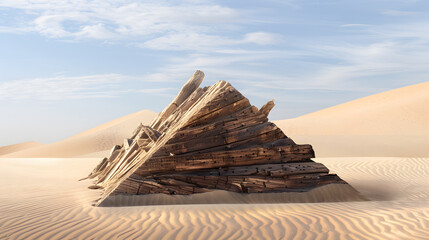 Wall Mural - A pyramid-shaped structure is standing in the middle of a desert