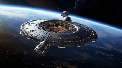 Wall Mural - spaceships in outer space.