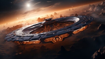 Wall Mural - spaceships in outer space.