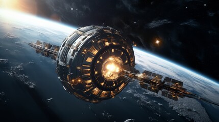 Wall Mural - spaceships in outer space.
