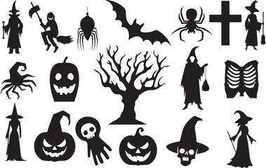 halloween silhouettes set