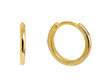 © Julia - Pair of simple round gold hoop earrings front and side view isolated cutout on transparent