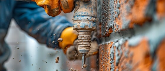 Wall Mural -  A tight shot of someone wearing yellow gloves working on a fire hydrant