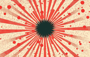 Wall Mural - Sun burst in retro style with grungy dots. Vintage sun rays background.