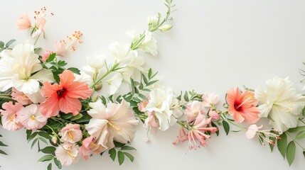 Wall Mural - A delicate mix of foraged jasmine and hibiscus creating a visually stunning and floral tail.