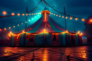 Wall Mural - Circus lighting tent architecture circus stage illuminated.