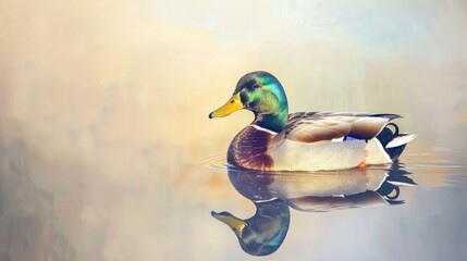 Wall Mural - Mallard Duck Water. Generative AI