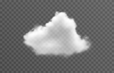 Vector cloud png. Realistic cloud, smoke or fog on an isolated transparent background.